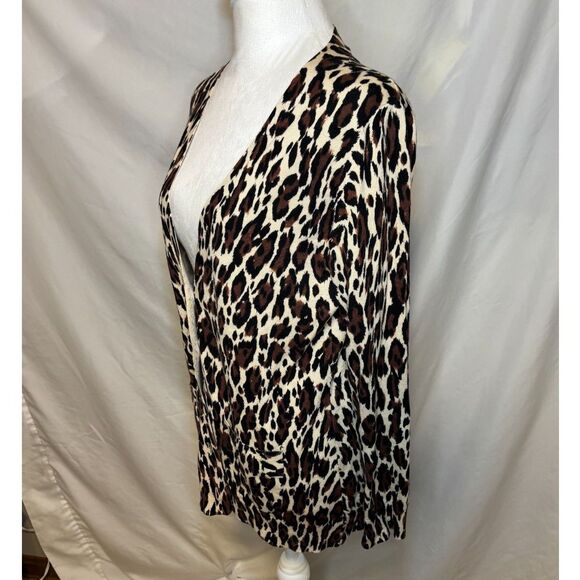 Grace Elements Leopard Print Open Front Cardigan Sweater Womens Fashion - Picture 4 of 7